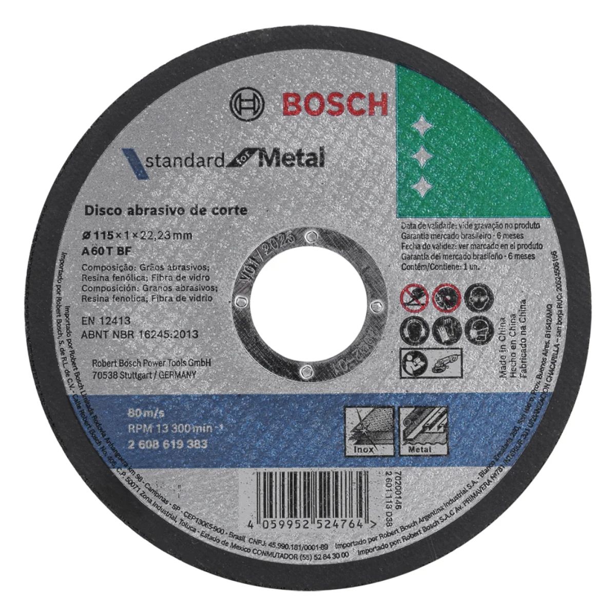 DISCO CORTE INOX 115X1 BOSCH